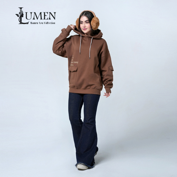 IMG_6853 هودی کلاه دار فری سایز کد 1206 کالکشن پوشاک زنانه لومِن(Lumen)
