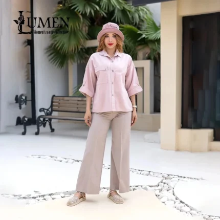 شومیز باکسی لینن پنبه کد 1350 تولیدی لومن (پک 8 عددی عمده)