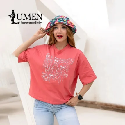 خرید عمده تیشرت پنبه ۲۸ قواره باکسی کد ۱۳۵۲ تولیدی لومن