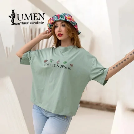 خرید عمده تیشرت پنبه ۲۸ قواره باکسی کد ۱۳۵۱ تولیدی لومن