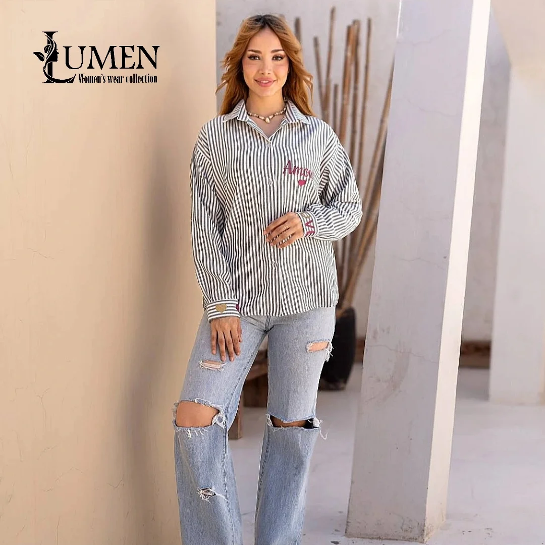 شومیز راهراه تمام نخ کد ۱۳۱۱ – تولیدی لومن شومیز راهراه تمام نخ کد ۱۳۱۱ لومن