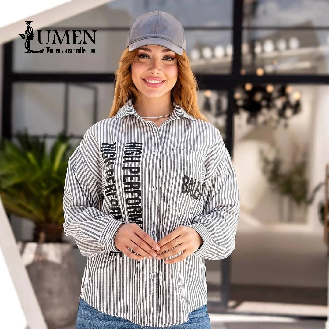 شومیز راهراه تمام نخ کد ۱۲۹۹ – تولیدی لومن شومیز راهراه تمام نخ کد ۱۲۹۹ تولیدی لومن