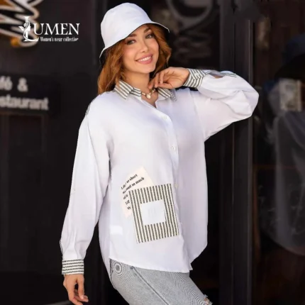 شومیز راه‌راه تمام نخ کد ۱۳۰۳ لومن